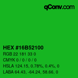 Color code: HEX #16B52100 | qconv.com