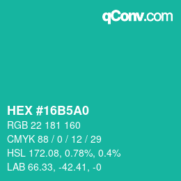 カラーコード: HEX #16B5A0 | qconv.com