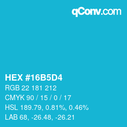颜色代码: HEX #16B5D4 | qconv.com