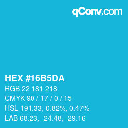 Color code: HEX #16B5DA | qconv.com