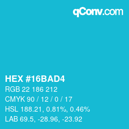 Color code: HEX #16BAD4 | qconv.com