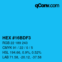 Color code: HEX #16BDF3 | qconv.com