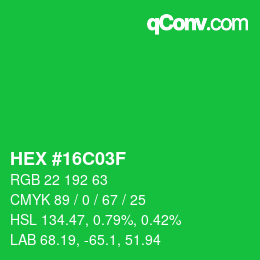 Color code: HEX #16C03F | qconv.com