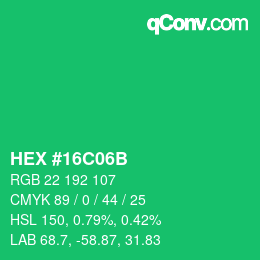 Color code: HEX #16C06B | qconv.com