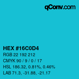 Color code: HEX #16C0D4 | qconv.com