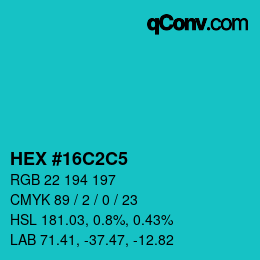 Color code: HEX #16C2C5 | qconv.com