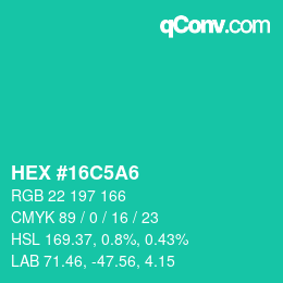 Color code: HEX #16C5A6 | qconv.com