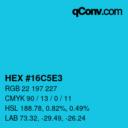 Code couleur: HEX #16C5E3 | qconv.com