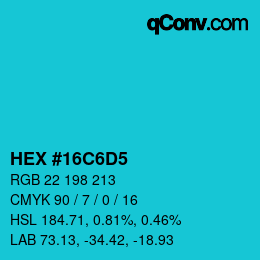 Color code: HEX #16C6D5 | qconv.com