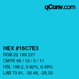 Color code: HEX #16C7E3 | qconv.com