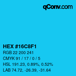 Color code: HEX #16C8F1 | qconv.com