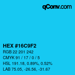 Color code: HEX #16C9F2 | qconv.com