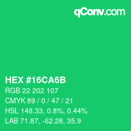 Color code: HEX #16CA6B | qconv.com