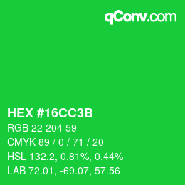 Color code: HEX #16CC3B | qconv.com