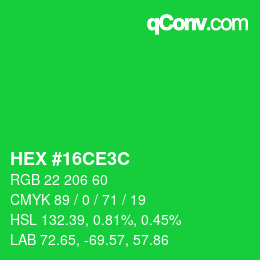 Color code: HEX #16CE3C | qconv.com