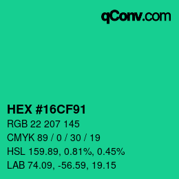Color code: HEX #16CF91 | qconv.com