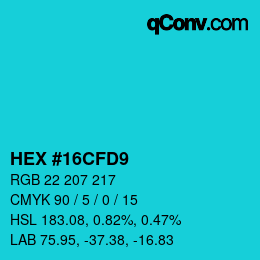 Color code: HEX #16CFD9 | qconv.com