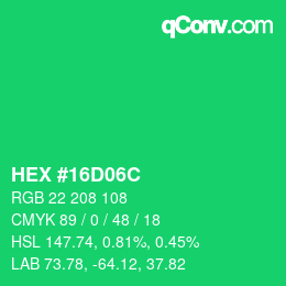 Color code: HEX #16D06C | qconv.com
