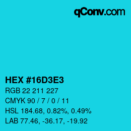 Color code: HEX #16D3E3 | qconv.com