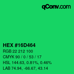 Color code: HEX #16D464 | qconv.com