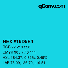 Color code: HEX #16D5E4 | qconv.com