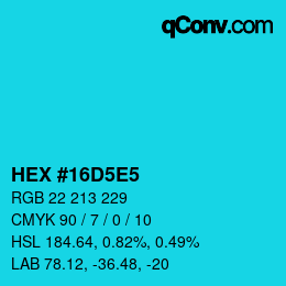 颜色代码: HEX #16D5E5 | qconv.com