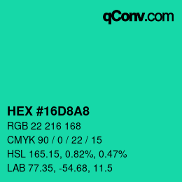 Color code: HEX #16D8A8 | qconv.com