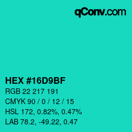 Code couleur: HEX #16D9BF | qconv.com