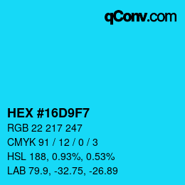 Color code: HEX #16D9F7 | qconv.com