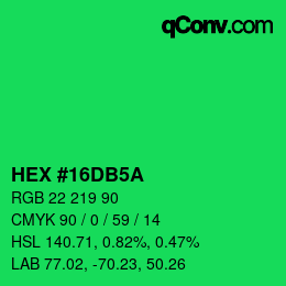 Color code: HEX #16DB5A | qconv.com