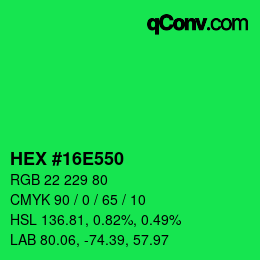 Código de color: HEX #16E550 | qconv.com