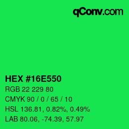 Código de color: HEX #16E550 | qconv.com