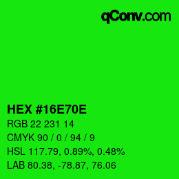 Color code: HEX #16E70E | qconv.com