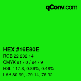 Color code: HEX #16E80E | qconv.com