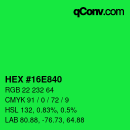 Color code: HEX #16E840 | qconv.com