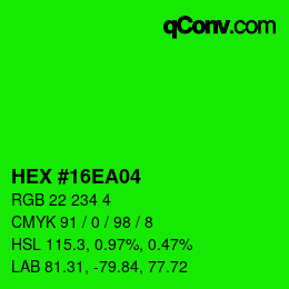 Color code: HEX #16EA04 | qconv.com