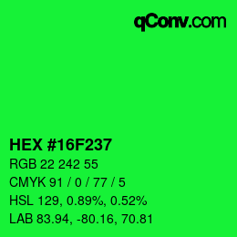 Color code: HEX #16F237 | qconv.com