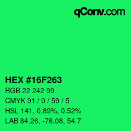 Color code: HEX #16F263 | qconv.com