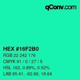 Color code: HEX #16F2B0 | qconv.com