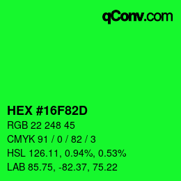 Color code: HEX #16F82D | qconv.com