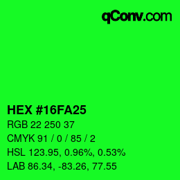 Color code: HEX #16FA25 | qconv.com