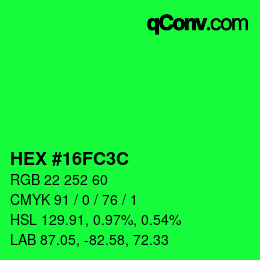Color code: HEX #16FC3C | qconv.com