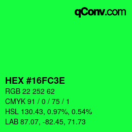 Color code: HEX #16FC3E | qconv.com