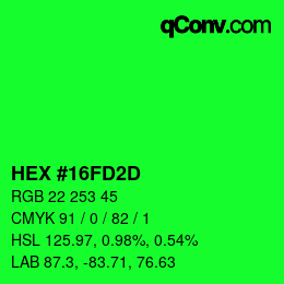 Color code: HEX #16FD2D | qconv.com