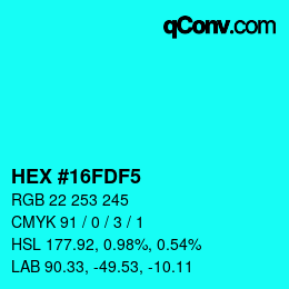 カラーコード: HEX #16FDF5 | qconv.com