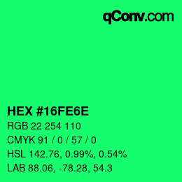 Color code: HEX #16FE6E | qconv.com