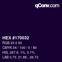 颜色代码: HEX #170032 | qconv.com