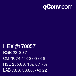 Color code: HEX #170057 | qconv.com