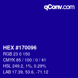 Color code: HEX #170096 | qconv.com