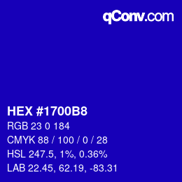 Color code: HEX #1700B8 | qconv.com